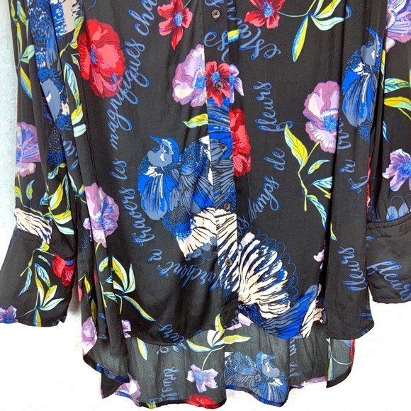 FREE PEOPLE SILKY NIGHTS FLORAL BUTTON DOWN TUNIC - Picture 12 of 12